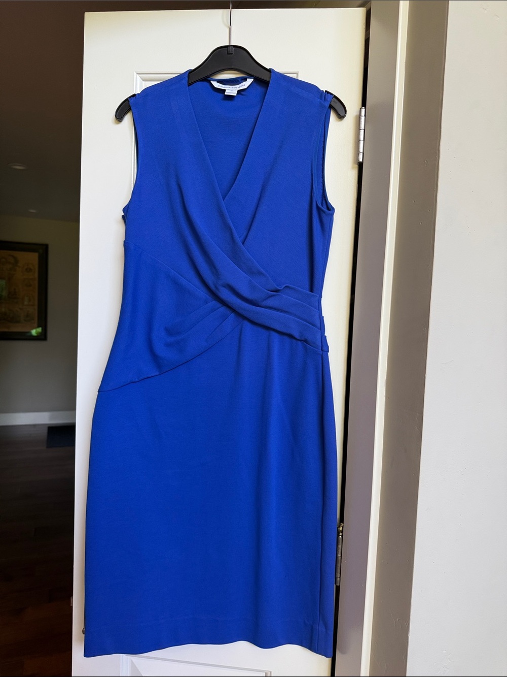 DVF size 10 40” long size zipper blue fitted dress